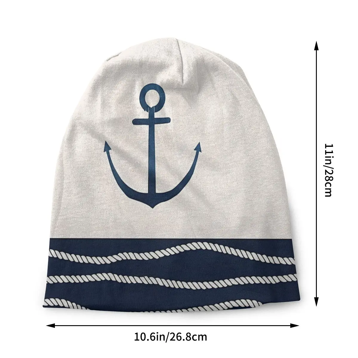 Rope And Anchor Pattern Nautical Anchor Washed Thin Bonnet Cycling Street Skullies Beanies Men Women Hats