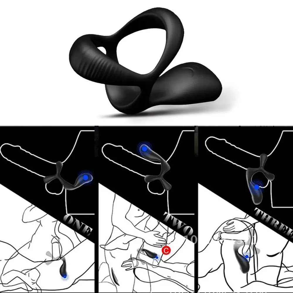 충전 실리콘 지연 진동 잠금 에센스 링, 커플 절정, 섹스 제품, 3 링