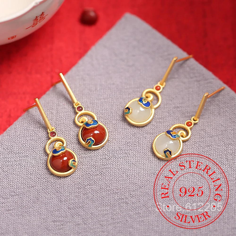 

Серьги-подвески из стерлингового серебра 925 пробы с натуральным красным агатом в винтажном стиле для женщин, ювелирные украшения для свадьбы и вечеринок, подарок для девушки или подруги