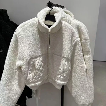 Winter Neue Frauen Warme Mantel Design Patchwork Diamant Tasche Verdickte Jacke Einfarbig Alle-spiel Casual Kragen Zipper Jacke