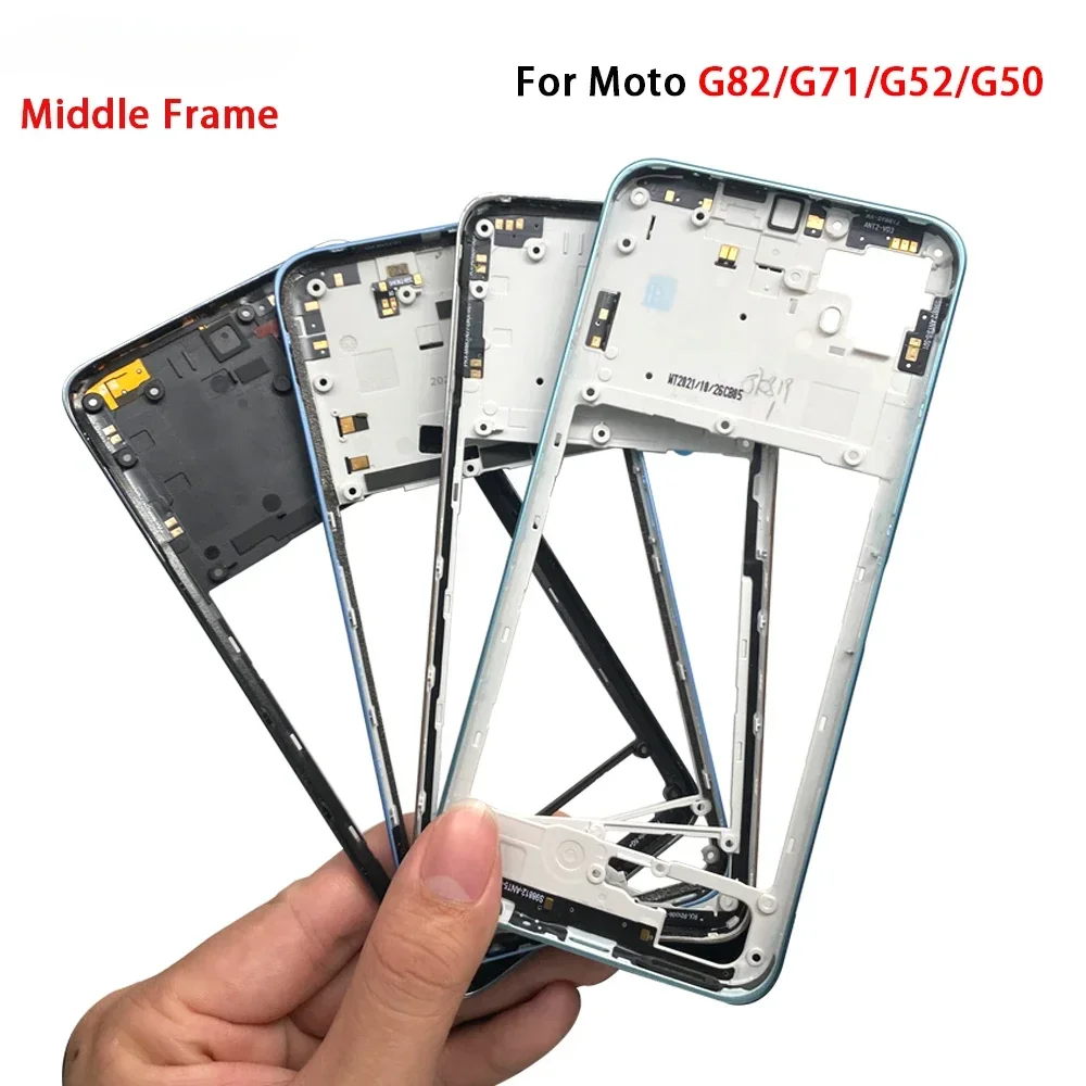 New Middle Frame For Moto G22 G52 G71 G82 G50 5G Housing Middle Frame Case + Side Keys Power and Volume Buttons Replacement