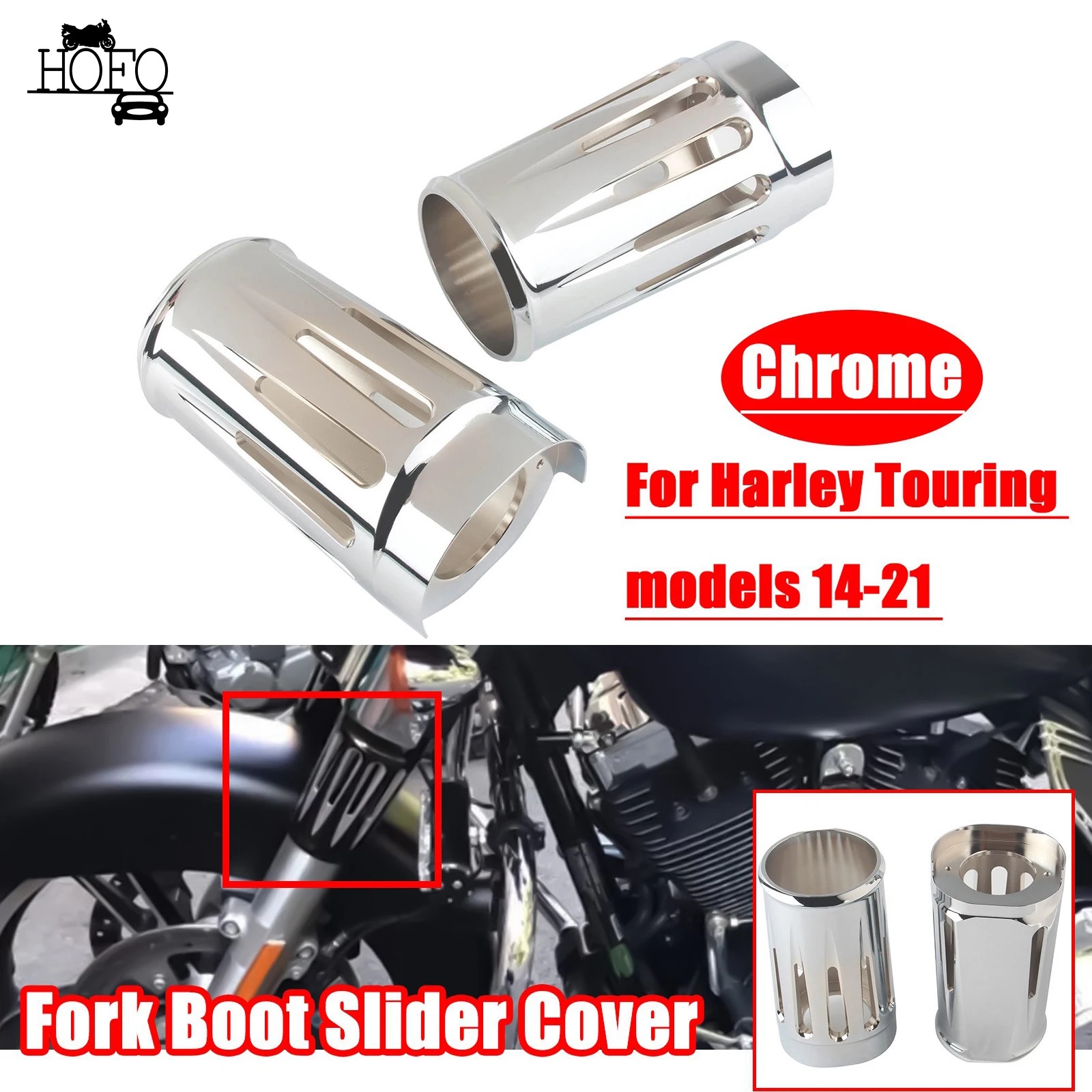 

1 Pair Motorcycle CNC Fork Boot Slider Covers For Harley Touring 2014-2022 Electra Street Road Glide King CVO FLHTKSE FLHR FLHX