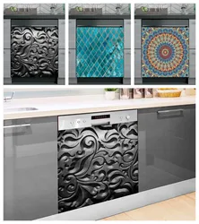 European Style Art Pattern Dishwasher Magnetic Sticker Kitchen Stove Refrigerator Waterproof Wall Sticker Home Decor 65x58.5CM