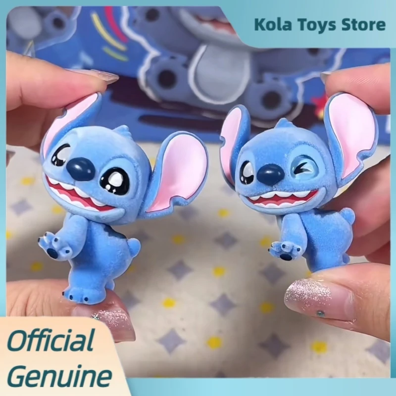 Mini caja ciega de la serie esponjosa de Stitch, figura flocada, lindo cachorro de humor, modelo de figura de Anime, muñecas, caja misteriosa, juguetes para coleccionar, regalo