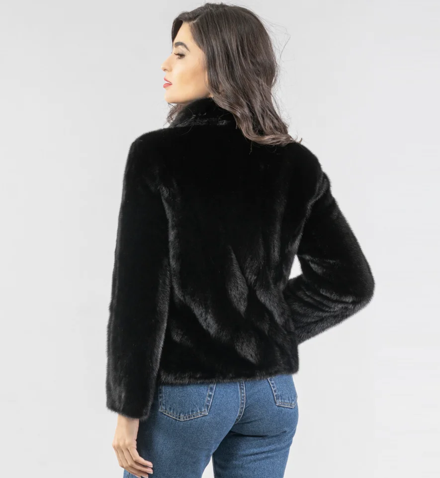 Genuine Mink Fur Coat for Women, Warm Motorcycle Jacket, Casual Fashion, Winter, New, 2024