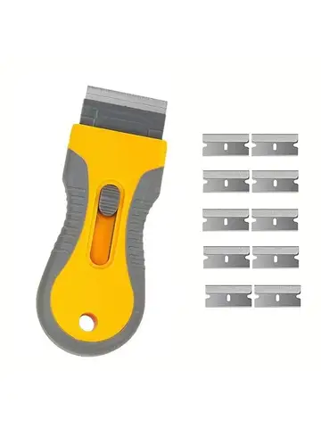 Glue removal 1 Set blade With 10 Blades, Telescopic Adjustment Knife, Cleaning Scraper Tool For Removing Labels,Stickers,Paint