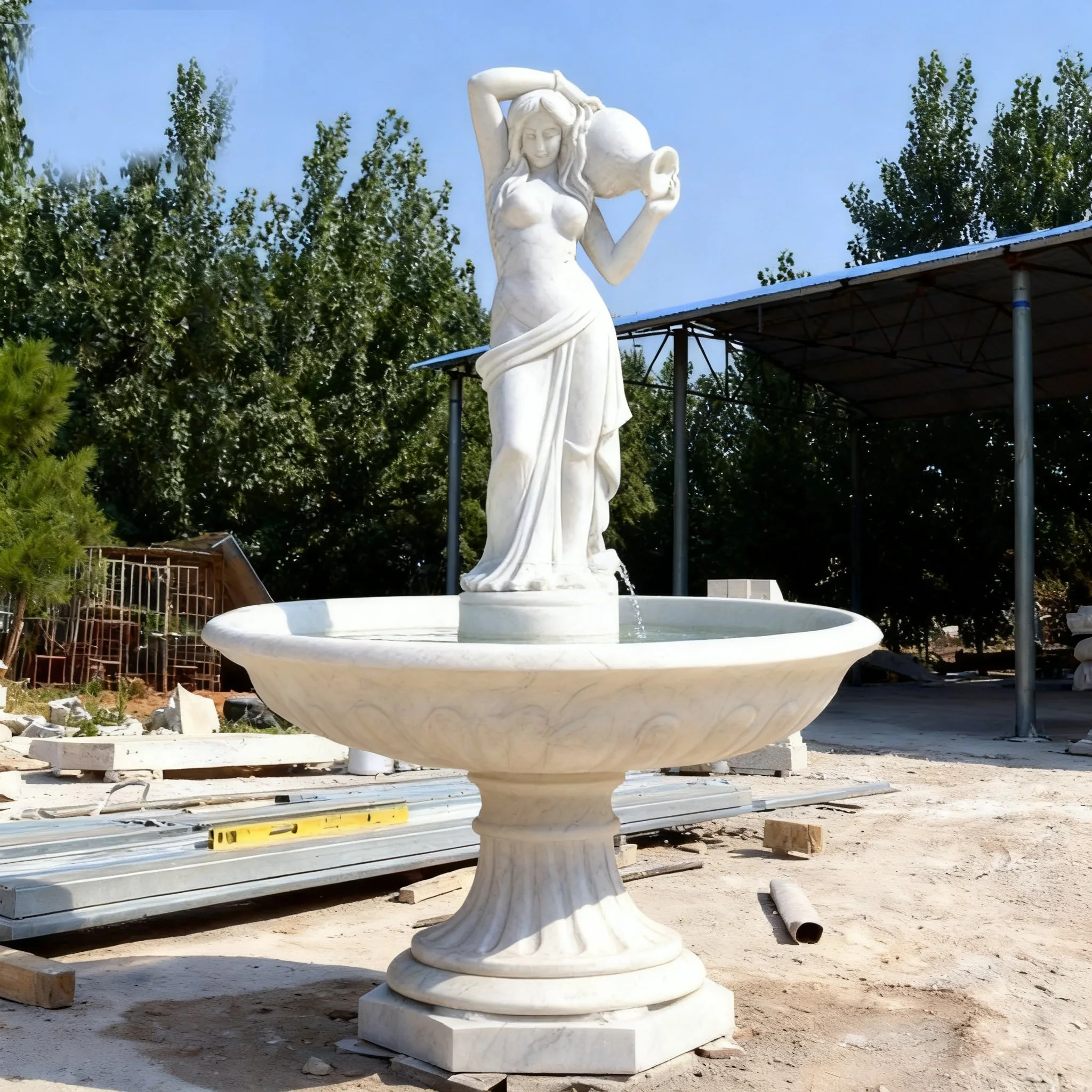 Marble  Engraved Folk Art Water Fountain with Four Season Woman Statue for Customized Garden Decoration Deposit Only