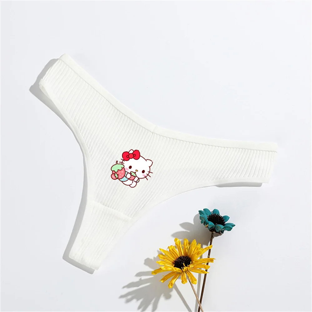 Sanrio Hello Kitty Kuromi Sexy Cotton Low Waisted Women's Underwear Thong Elastic Comfortable Lingerie Summer Cool Girl Panties