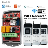 Controlador inteligente de apertura de puerta de garaje, Wifi, Tuya, módulo de interruptor Rf de puerta abierta, receptor de 2 canales de 7-250v con transmisor de 1/2/4 botones
