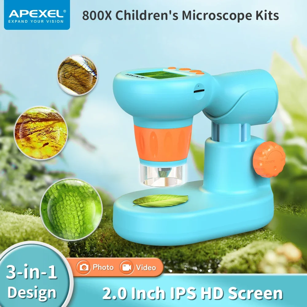 APEXEL Digital Microscope With LCD Screen Zoom Microscopes For PCB Video Soldering Kids Gift Home School Educational Biology