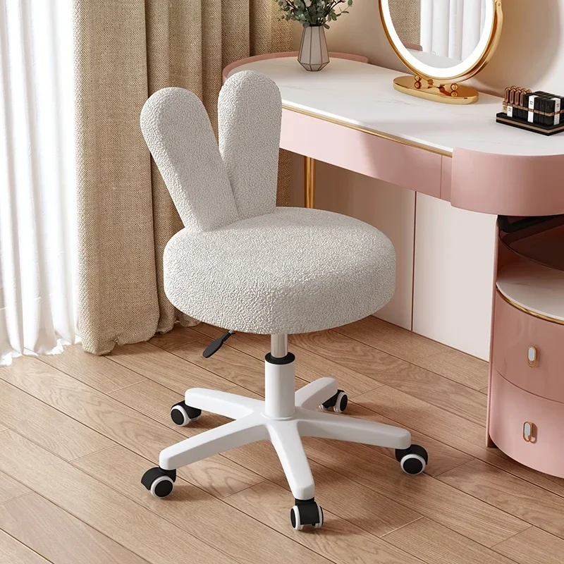 

"Simple Modern Lamb Wool Bedroom Computer Chair Nordic Wind Girl Makeup Chair Study Back Student Lift Chair for Living Room"