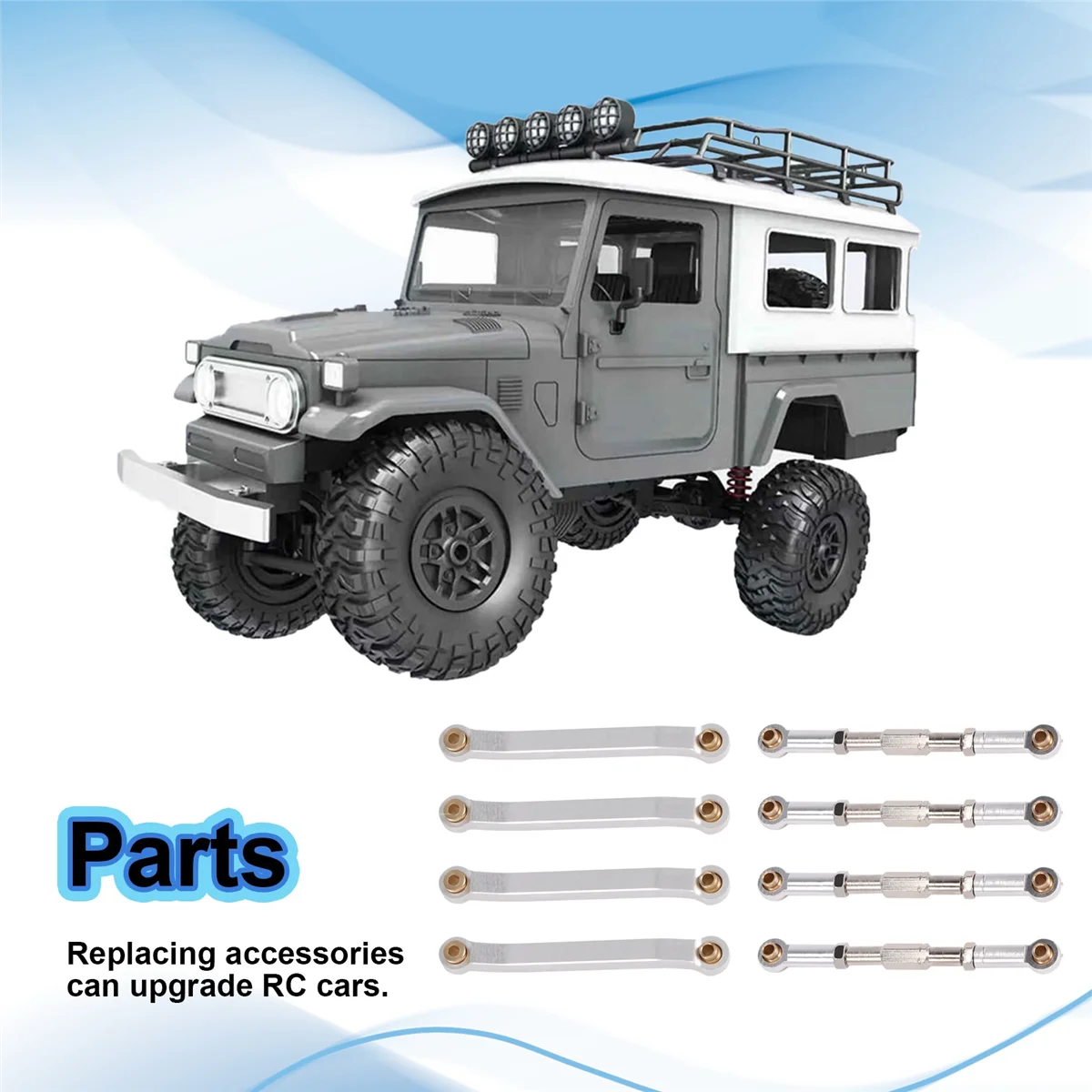 Metal Chassis Pull Rods, Link Suspensão Tie Rod para MN, D90, D91, D96, D99, D99S, MN90, MN99S, 1/12 RC Car Upgrade Peças, Prata