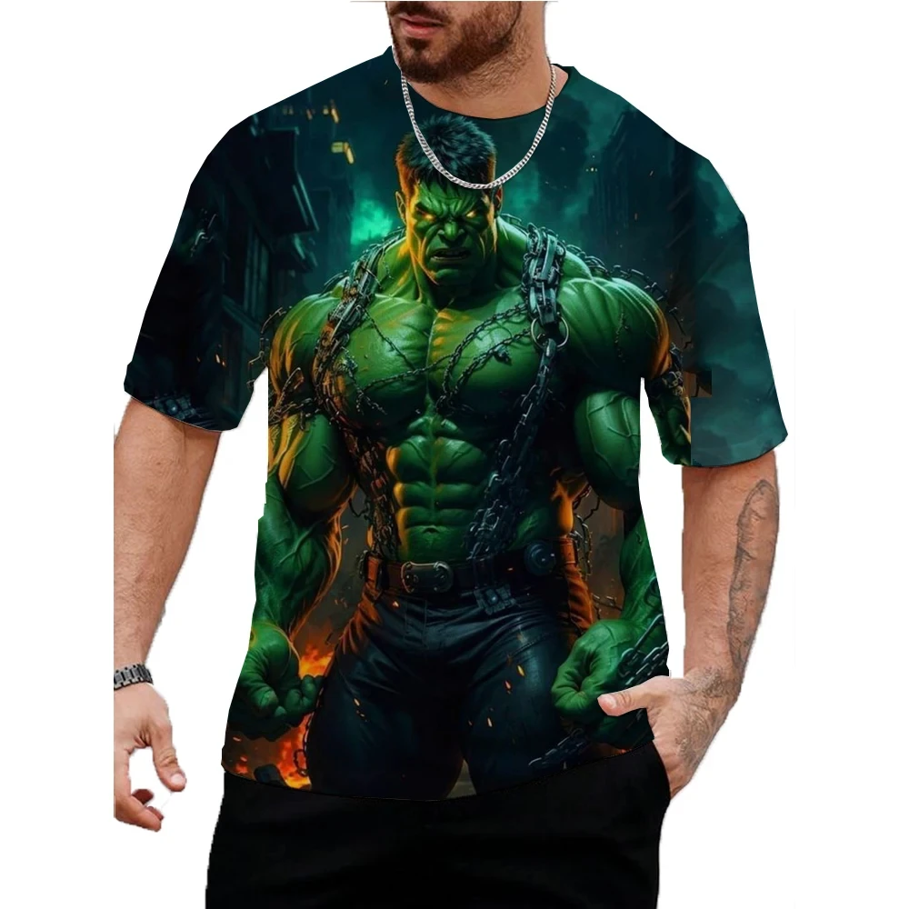 

Disney Marvel Hulk Print T-Shirt Summer Cartoon Tops Tees Male Casual Stylish Short Sleeve Clothing Fashion Trendy Streetwear