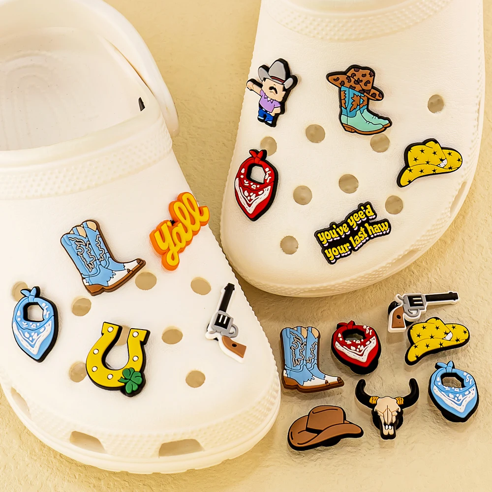 1 stücke PVC Western-Stil Cowboy Cowgirl Stil Schuh Charms für Frauen Männer Schuh zubehör Dekorationen Pins für Clog Schnalle Geschenke – Detail 13