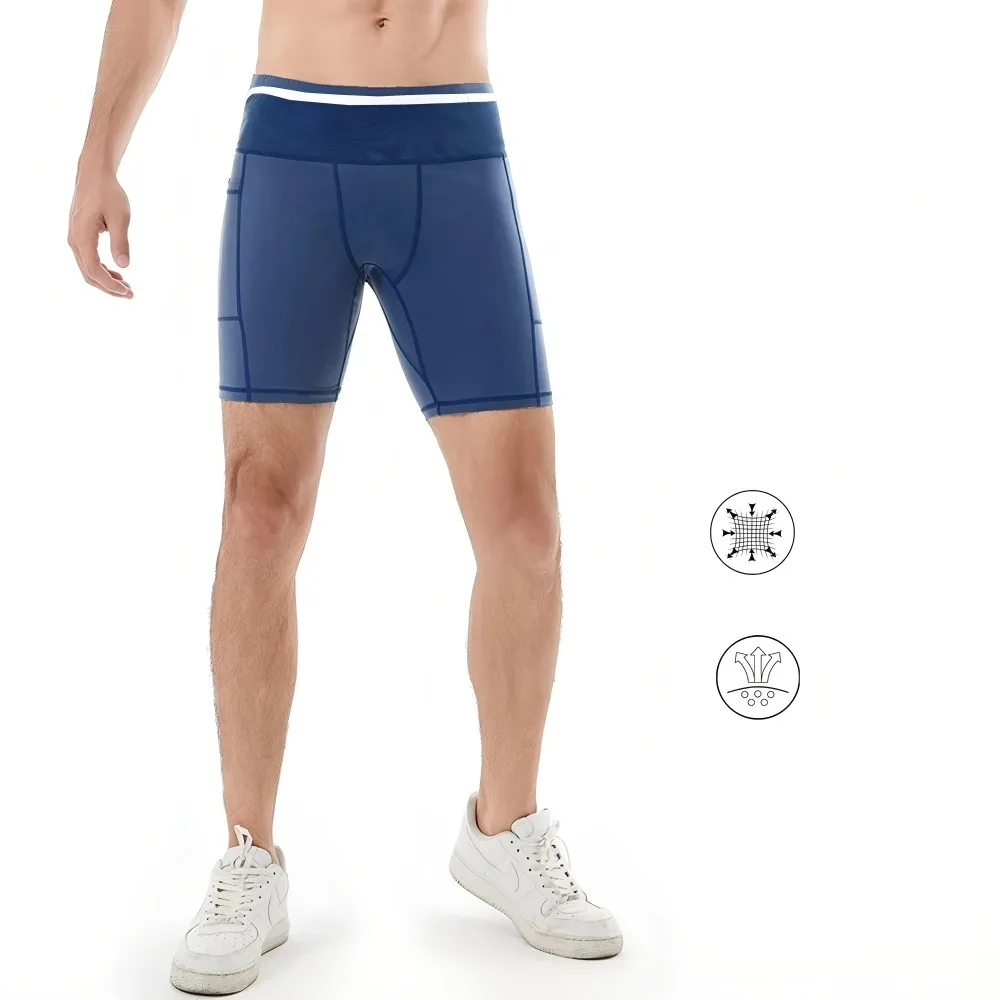 Summer New Men's 3.0 Multipocket Compression Shorts Quick Dry Marathon Running Jogging Cycling Fitness Exercise Tight Shorts