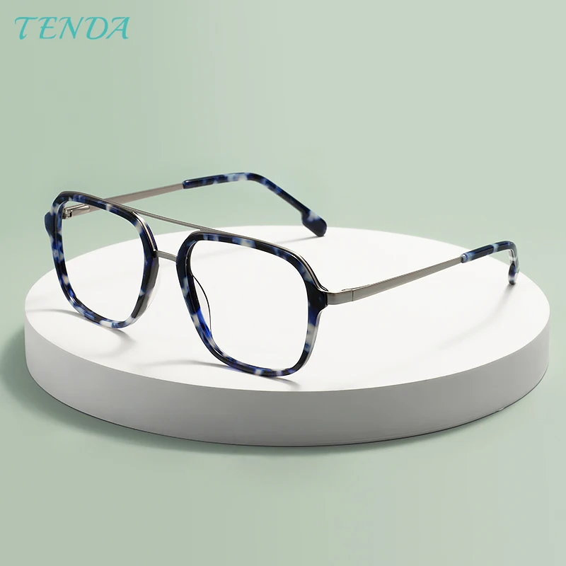 

Men And Women Big Acetate Double Bridge Square Optical Frames For Myopia Lenses Reading Progressive Lenses