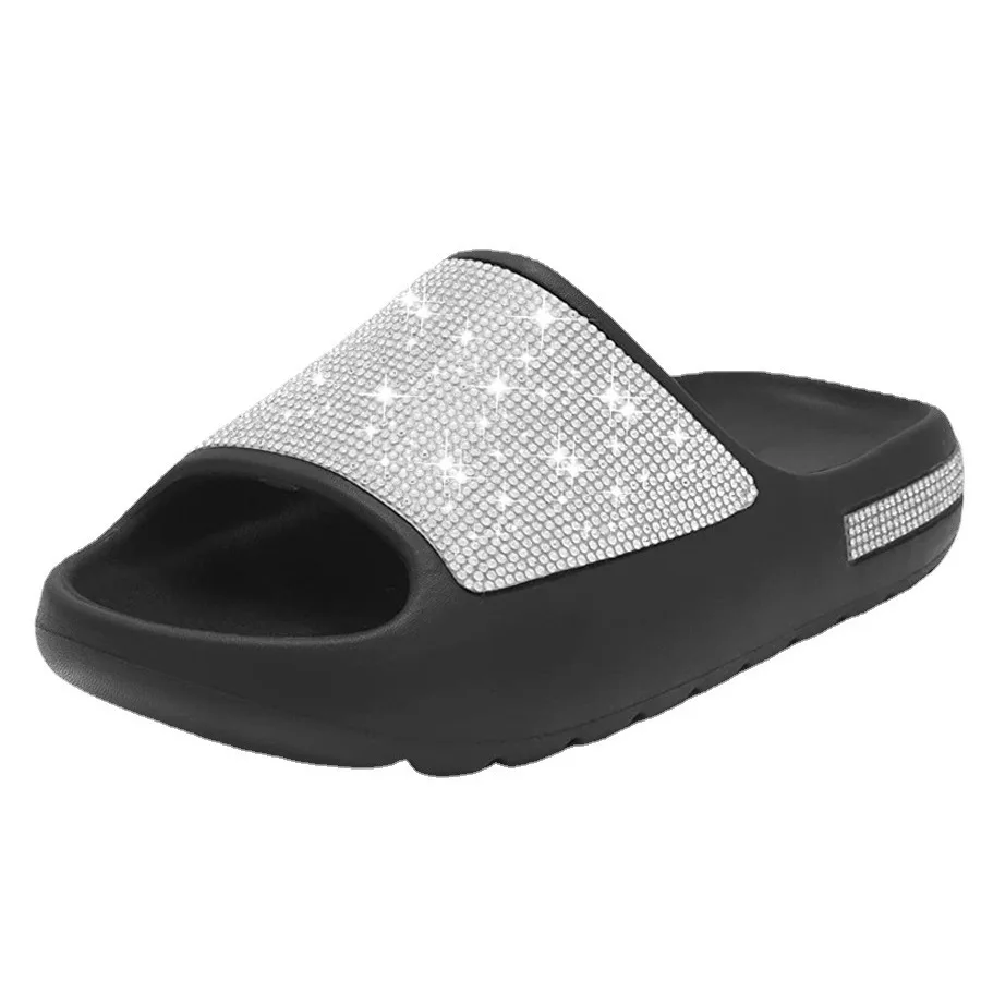 New Arrival Shoes Women/Men With Diamond Face Thin Flash Thick Bottom Ms Sandals Fashion Soft Outdoor Beach Slippers 36-42 EVA