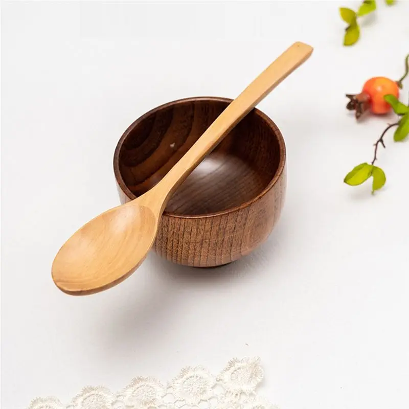 【ELEVATE LIFE】Baby Feeding Bowl Set Baby Dinner Plate Wooden Kids Feeding Dinnerware with Silicone Suction Cup Wooden Fork Spoon