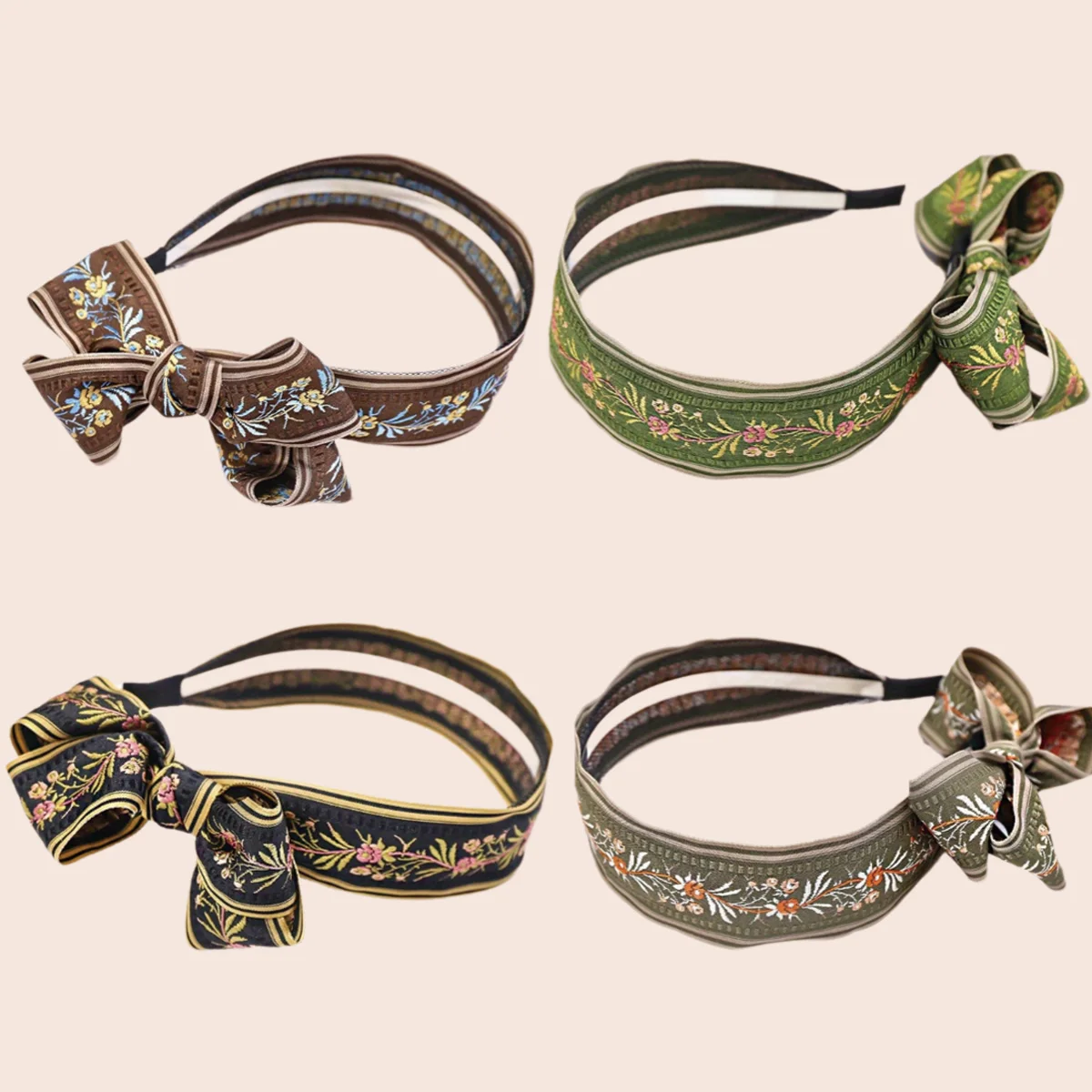 

Classic Floral Embroidery Hair Bands Retro Elegant Bohemian Style Hair Accessory Suitable Daily Wear Wide Edge Sweet Hair Clips