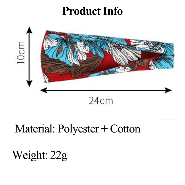 Hippie Cotton Floral Print Headbands Turbans for Women Accesorios Sports Yoga Soft Width Hair Bands Washing Headwear 2023 New