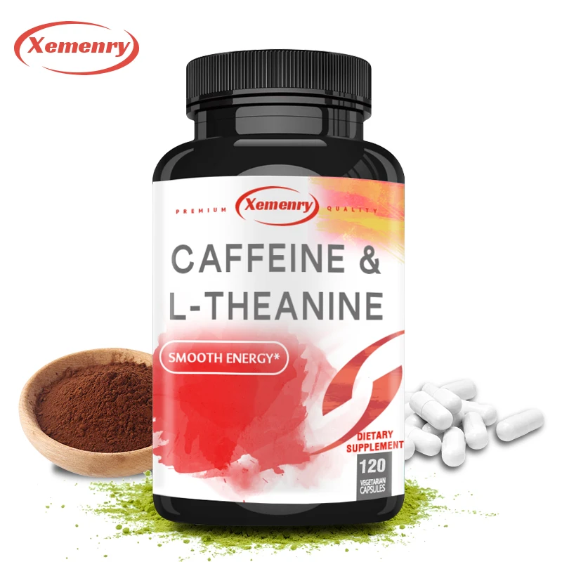 Caffeine and L-Theanine Capsules - Reduce Fatigue, Reduces Anxiety, Provide Energy and Focus, Promote Brain Cell Activity