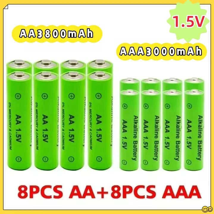 

Hot AA and AAA Battery 1.5V Rechargeable Batteries 3000mAh Alkaline Battery for Remote Control Mouse Computers Toy Clocks