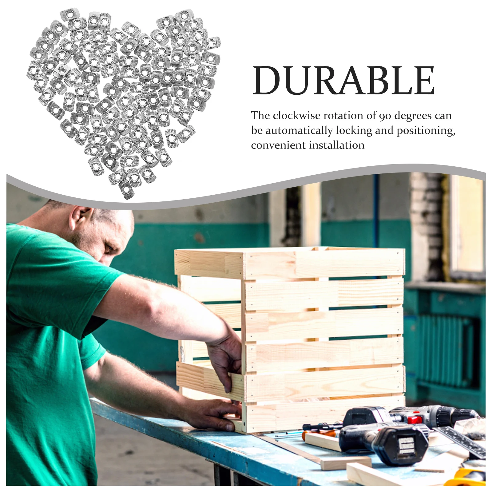 

100Pcs Aluminum T-Nuts Nickel Plated Carbon Steel for 20x20mm T Slot European Aluminum Extrusions M3x10x6 Fast Assembly Profile