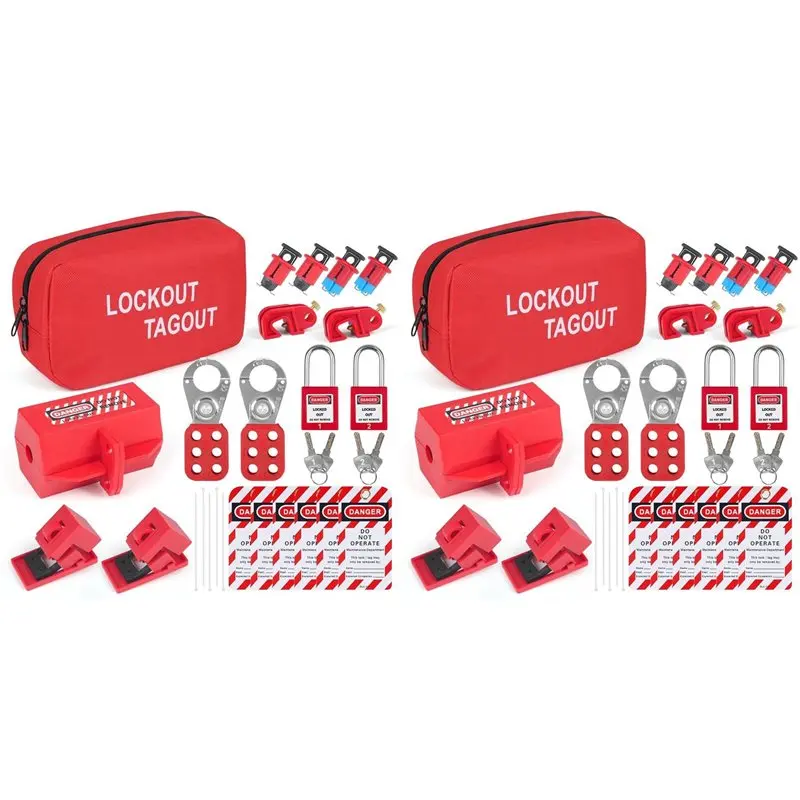 AAAN-50X Lockout Tagout Kits Electrical, Lockout Tagout Station Safety Hasp Latch, Lockout Tags/Circuit Breaker