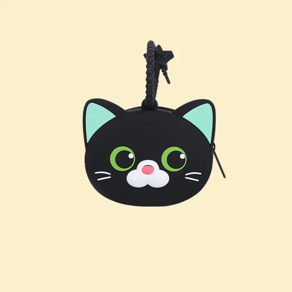 

Cute Silicone Coin Purse Cartoon Zipper Pendant Keychains Purse Cat Short Wallet Kids