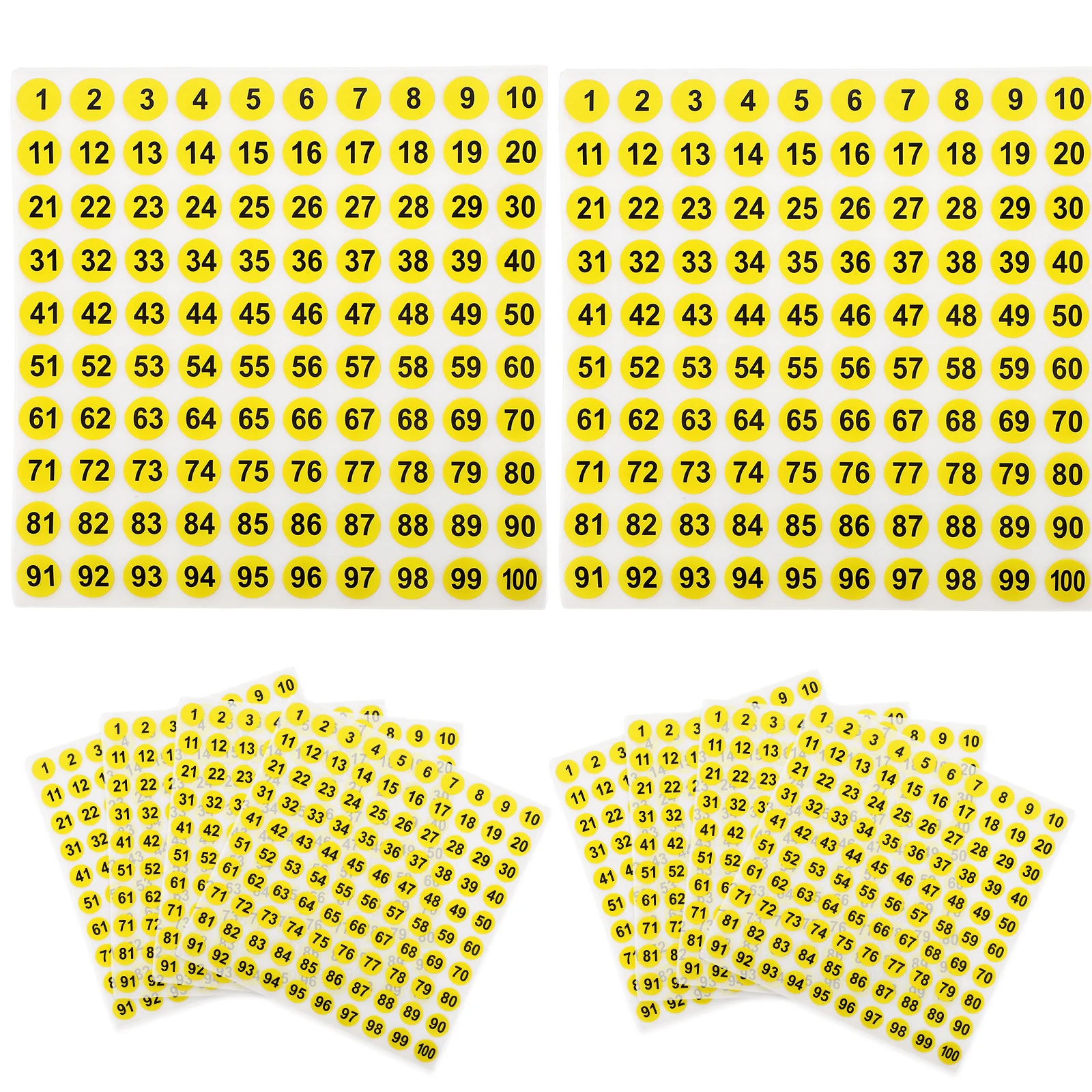 

100 Sheets Waterproof Number Stickers Round Digital Classification Labels for Multi-Use Organization Identification