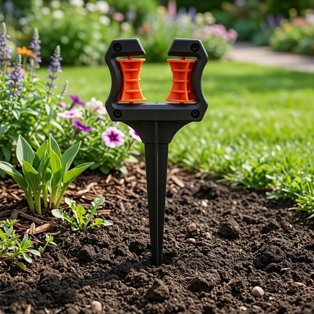 4 Pack For Lawn Hose Guide Spikes with Roller Mechanism for Water Pipe Direction Control and Protection on Grass