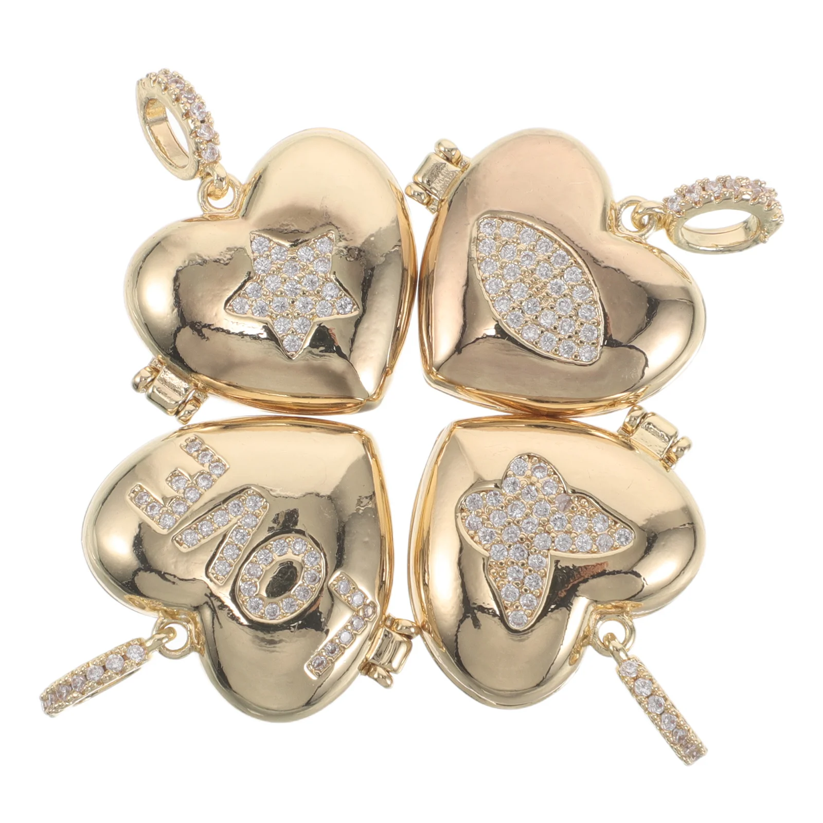 

4Pcs Essential Oil Necklace Diffuser Locket Pendant Zirconia Aromatherapy Pendant Charm DIY Jewelry Travel Office Workout Scent