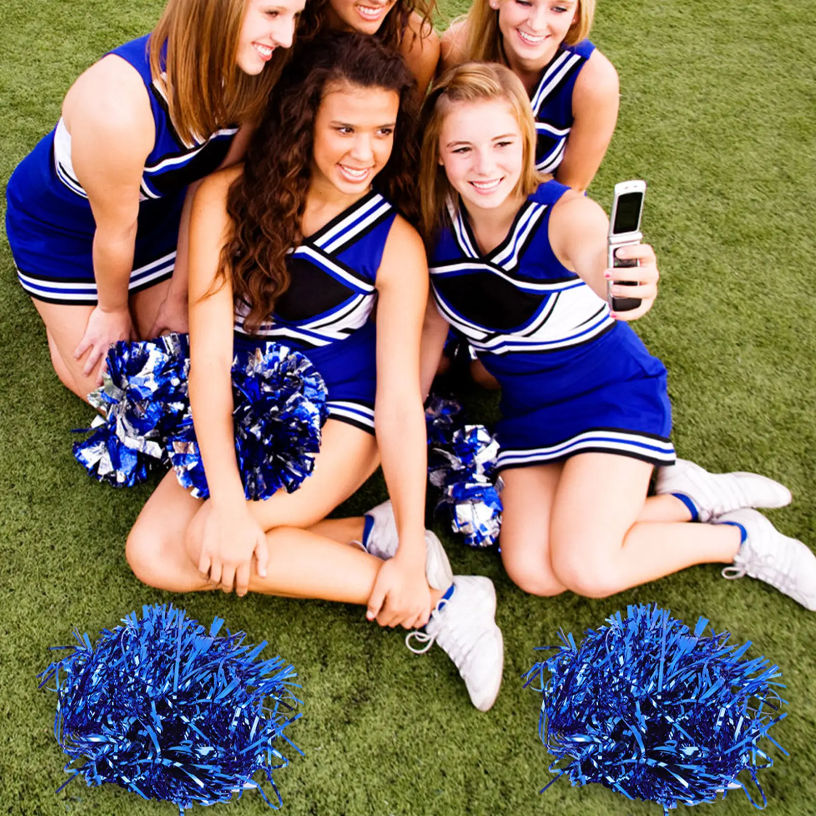 20Pcs Cheerleading Dance Poms Metallic Gloss Material Handheld Pom Poms for Team Spirit Sports Events Cheerleader Hand Flowers