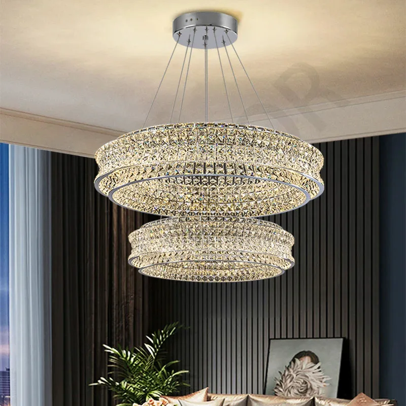 Creative Design Led Crystal Chandelier For Living Room Luxury Modern Home Decor Hang Lighting Fixture Gold/Chrome Cristal Lamp