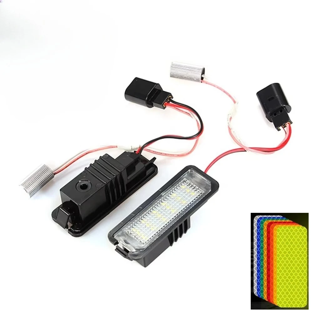 2-12v-発光ダイオードナンバープレートライト-vw-ゴルフ-6-自動車外装アクセサリー用、無料反射ステッカー-2