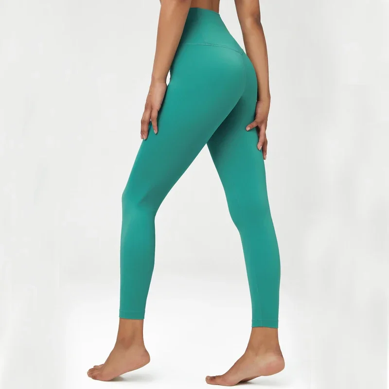 Pantalones de Yoga suaves y mantecosos para mujer, mallas deportivas de cintura alta de tela suave de Color sólido, mallas ajustadas para entrenamiento y correr, ropa de gimnasio