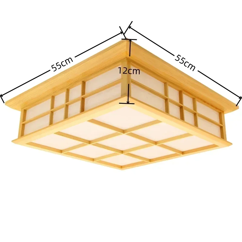 For 55 X 55 Cm Quadratische LED-Deckenleuchte Aus Massivem Holz In Natürlichem Finish Im Japanischen Stil, Lichter Und Beleuchtu