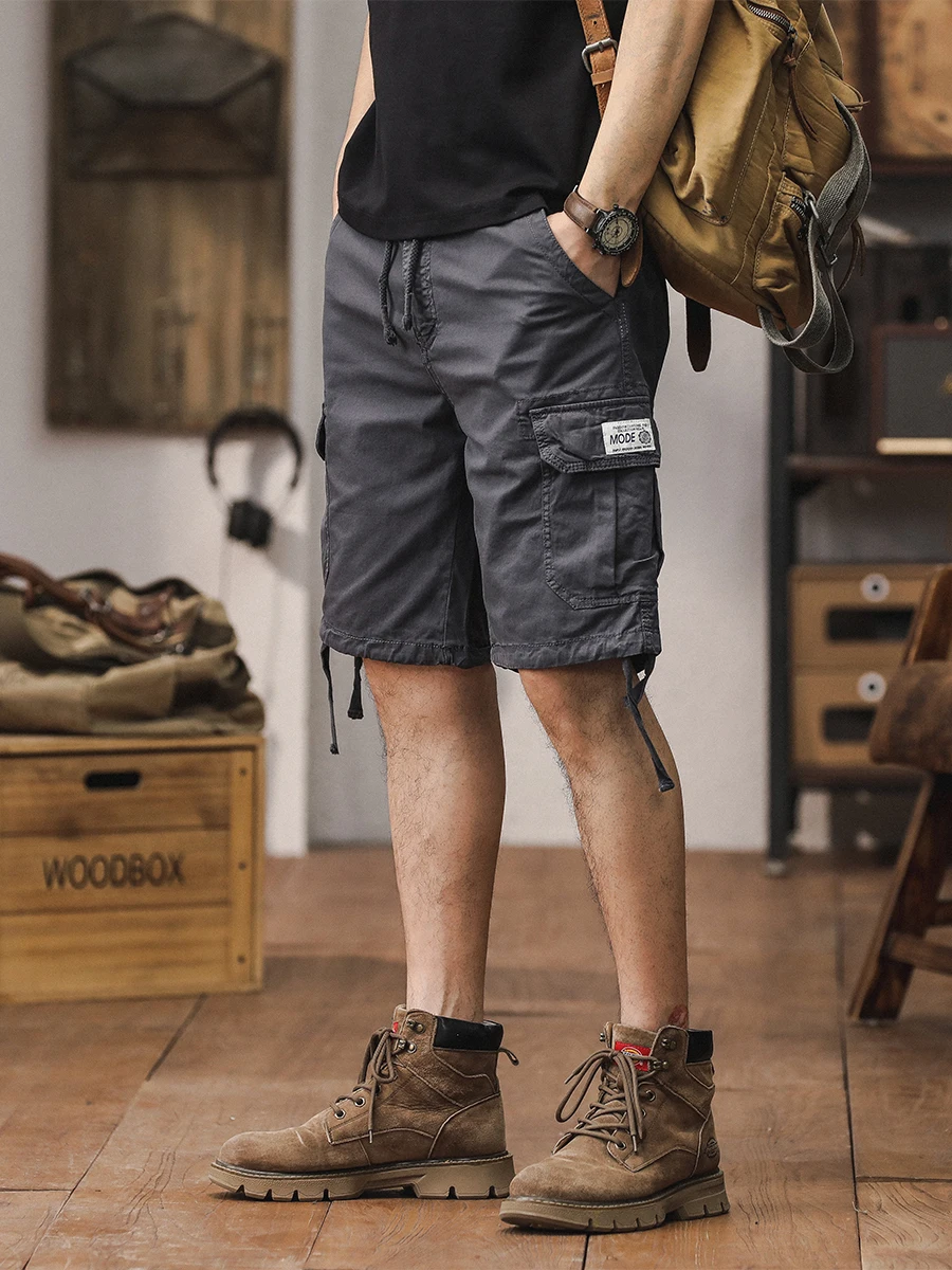 

Retro Workwear Men's orts Large Size Summer Five-Quarter Pants Faionable Versatile Straight Leg Cotton Elastic Trousers