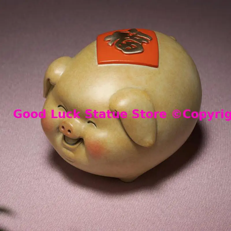 Amazing Mascot ART FU Wealth Pig BEST Business gift Good luck decoration COPPER Lucky Sculpture HOME Room OFFICE BAR CLUB decor