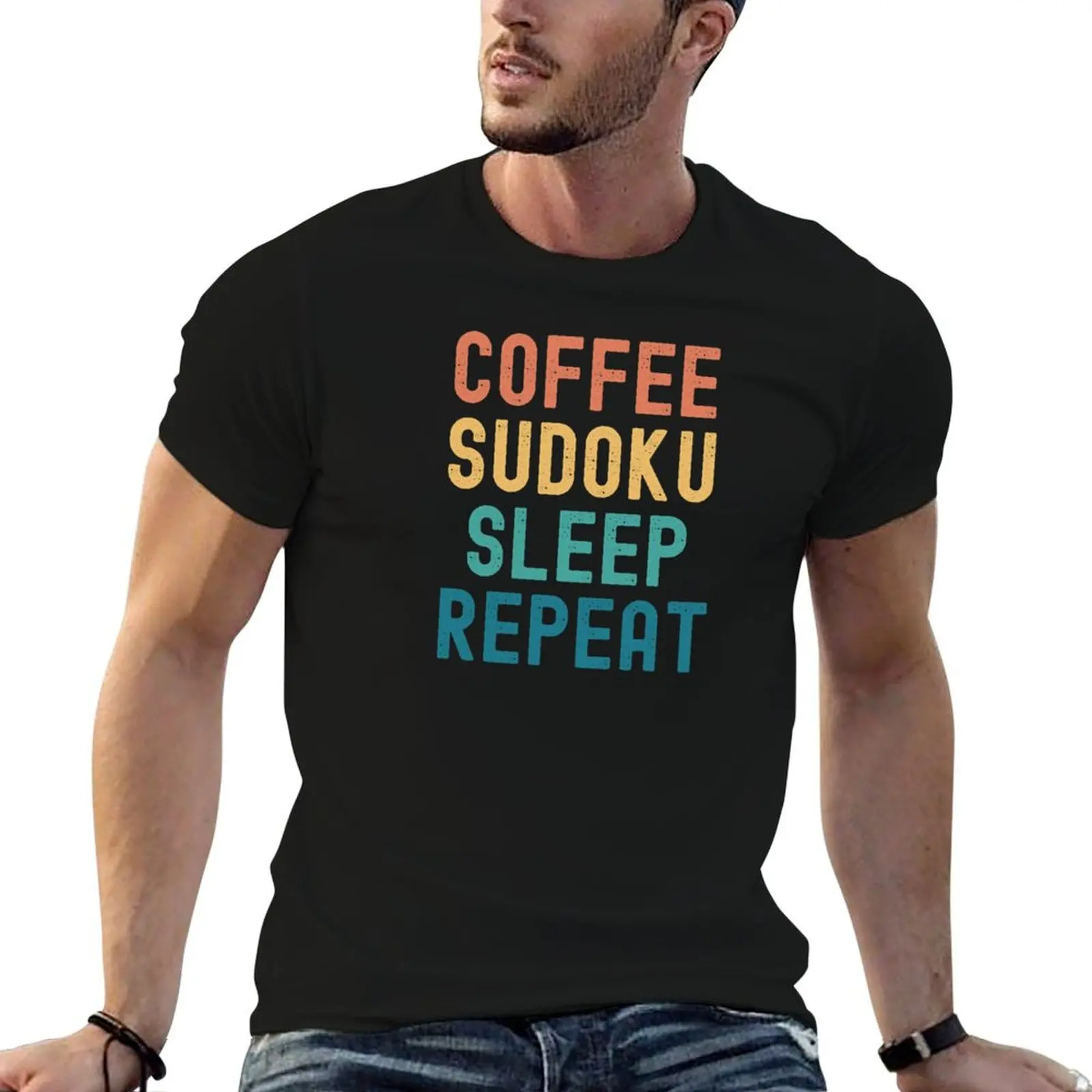 

Coffee Sudoku Sleep Repeat - Funny Sudoku & Coffee Gift T-Shirt luxury designer quick-drying luxury t-shirt tee shirts for men