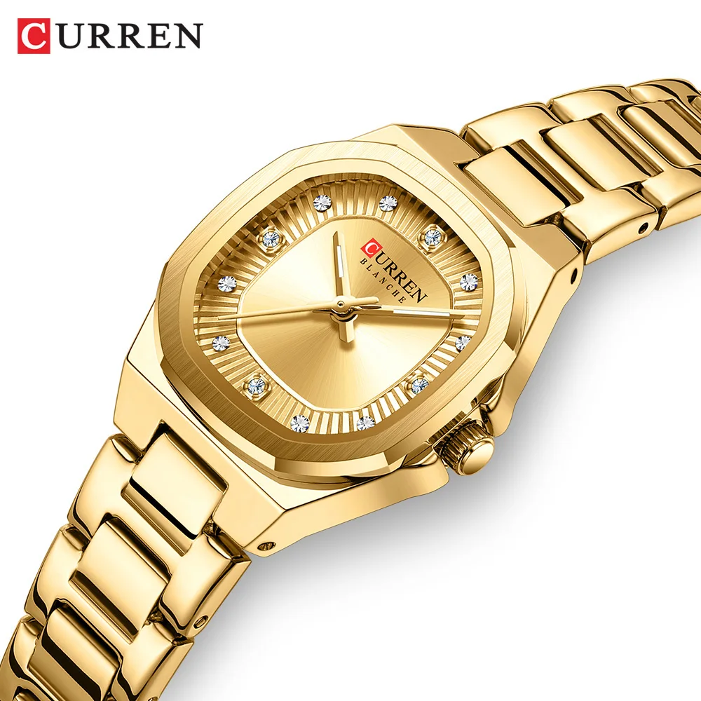 

CURREN 9104 Элегантные женские кварцевые часы с золотым светящимся водонепроницаемым ремешком из нержавеющей стали, повседневные часы для женщин, reloj para mujer