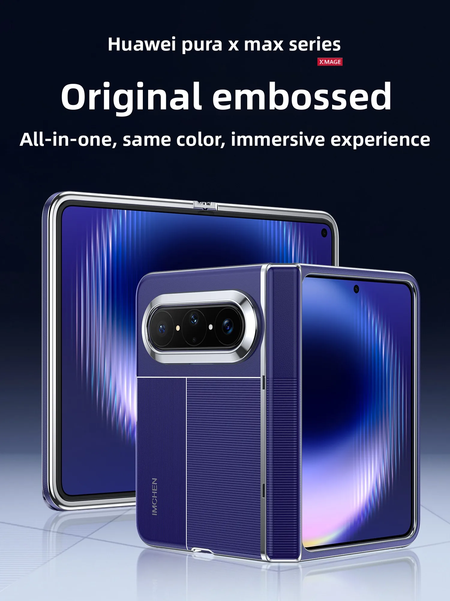 

Center axis hinge phone case for huawei pura x max real machine original color Art luxury leather case for pura x max ultimate