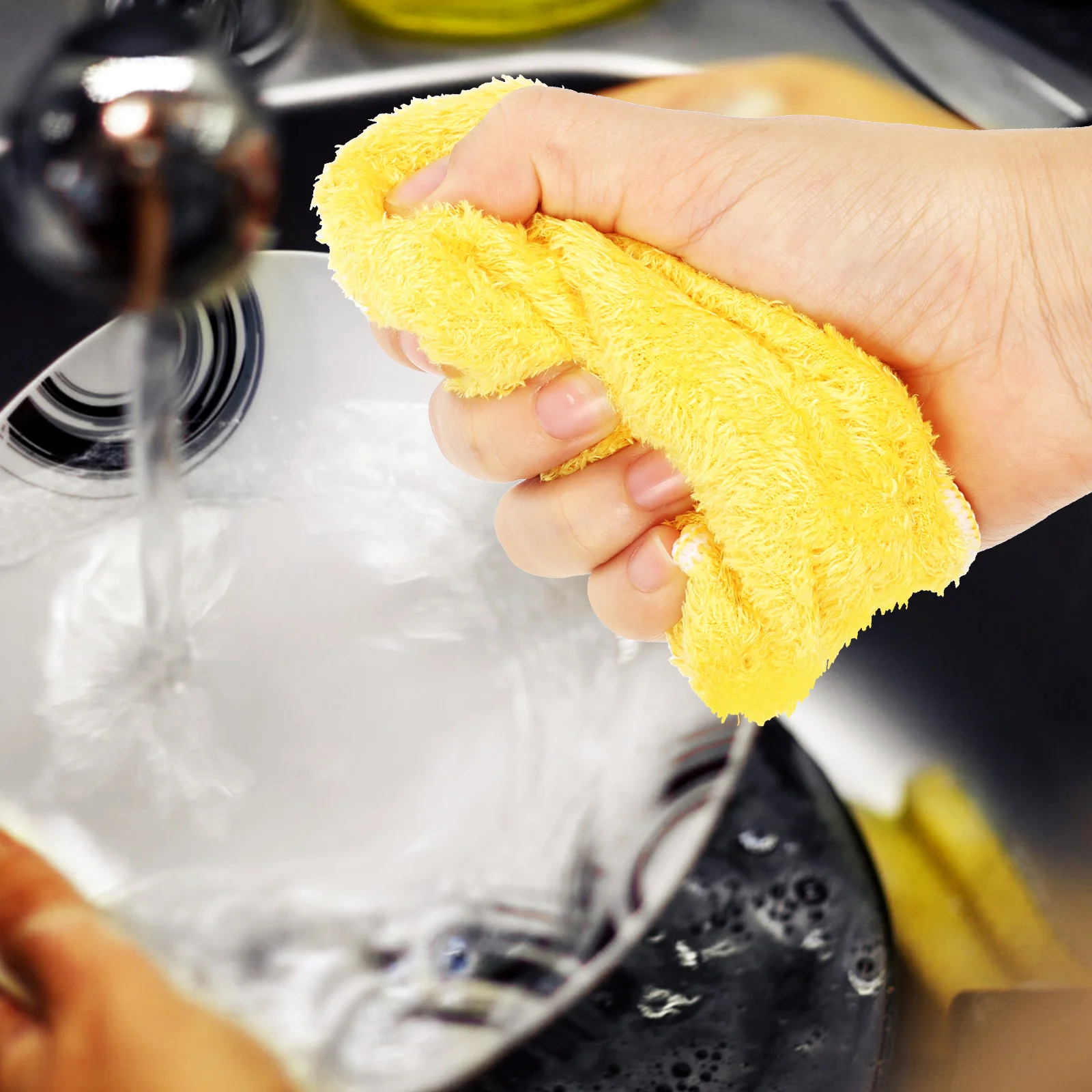 

6 Pcs Coral Reusable Washcloth Dish for Cleaning Wipes Towels Kitchen Dishcloths Microfiber Rags Scrub Dishes