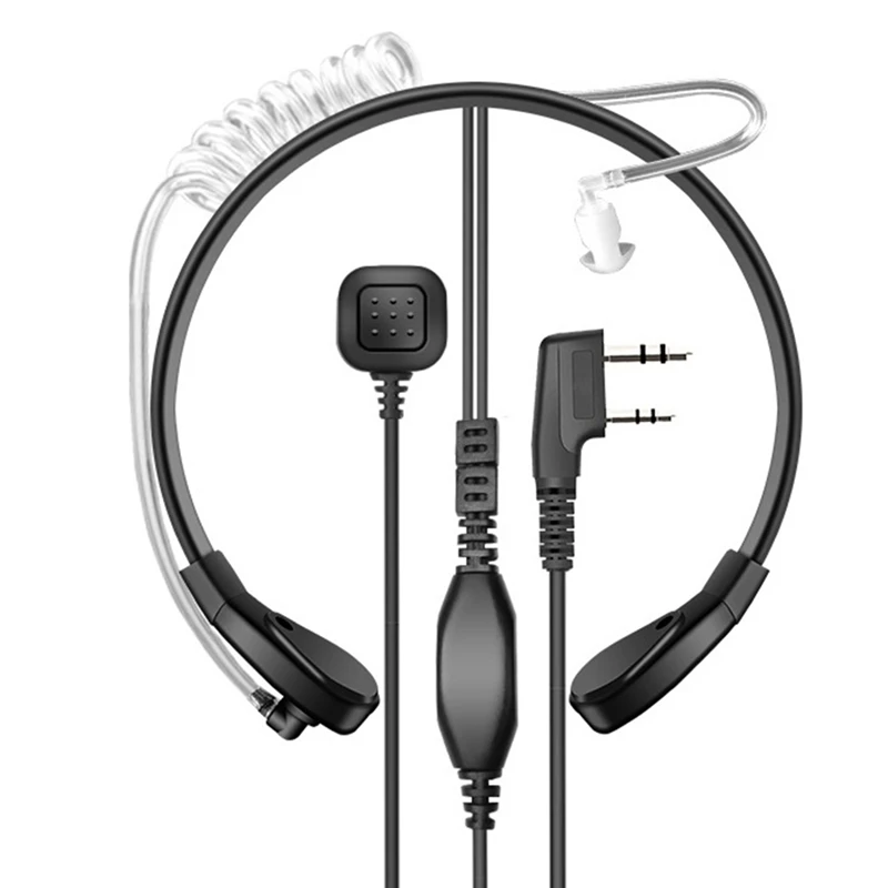 Auriculares con micrófono de garganta, intercomunicador con vibración de garganta para Baofeng BF-UV5R 888S 82, auriculares con conducto de aire controlado por garganta