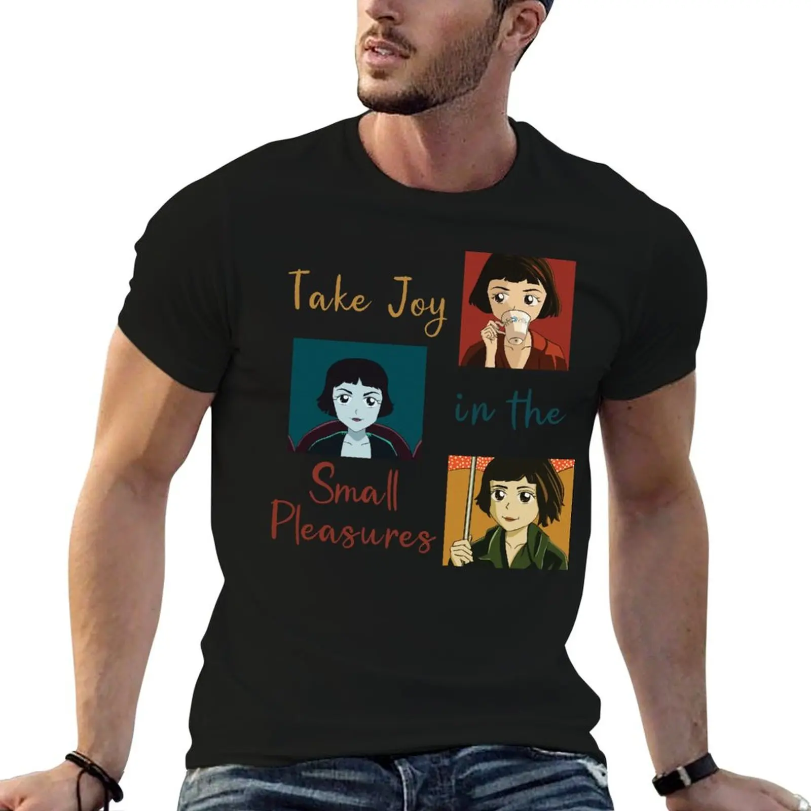 

Take Joy in the Small Pleasures Amelie fanart T-Shirt anime t shirts rapper graphic tees clothing for men