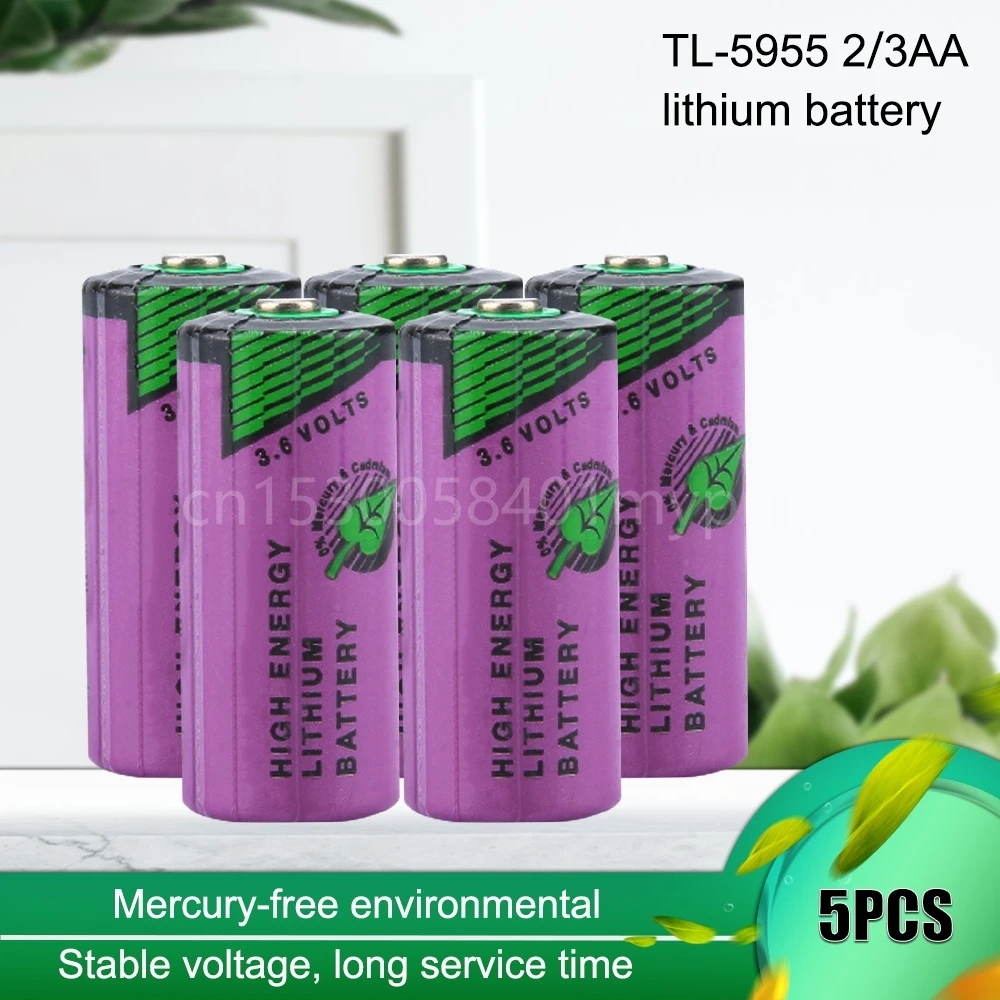 5PCS 3.6V 1650mAh TL-5955 SL-761 14335 2/3AA Lithium Battery for PLC CNC Machine Tool Gas Meter ER14335 Replacement Batteria