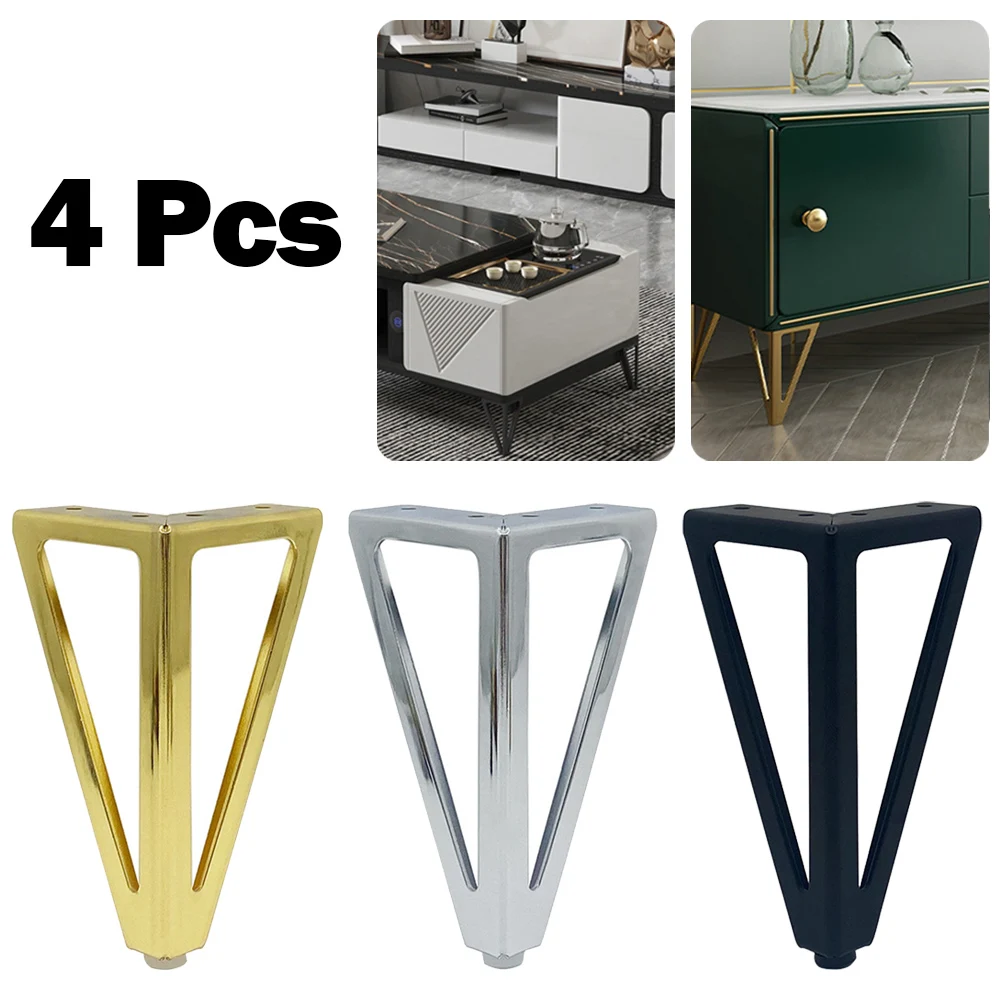 

4 Pack Replacement Legs for Furniture Iron Metal Feet with Non Slip Base Perfect for Cabinets Sofas and Tables