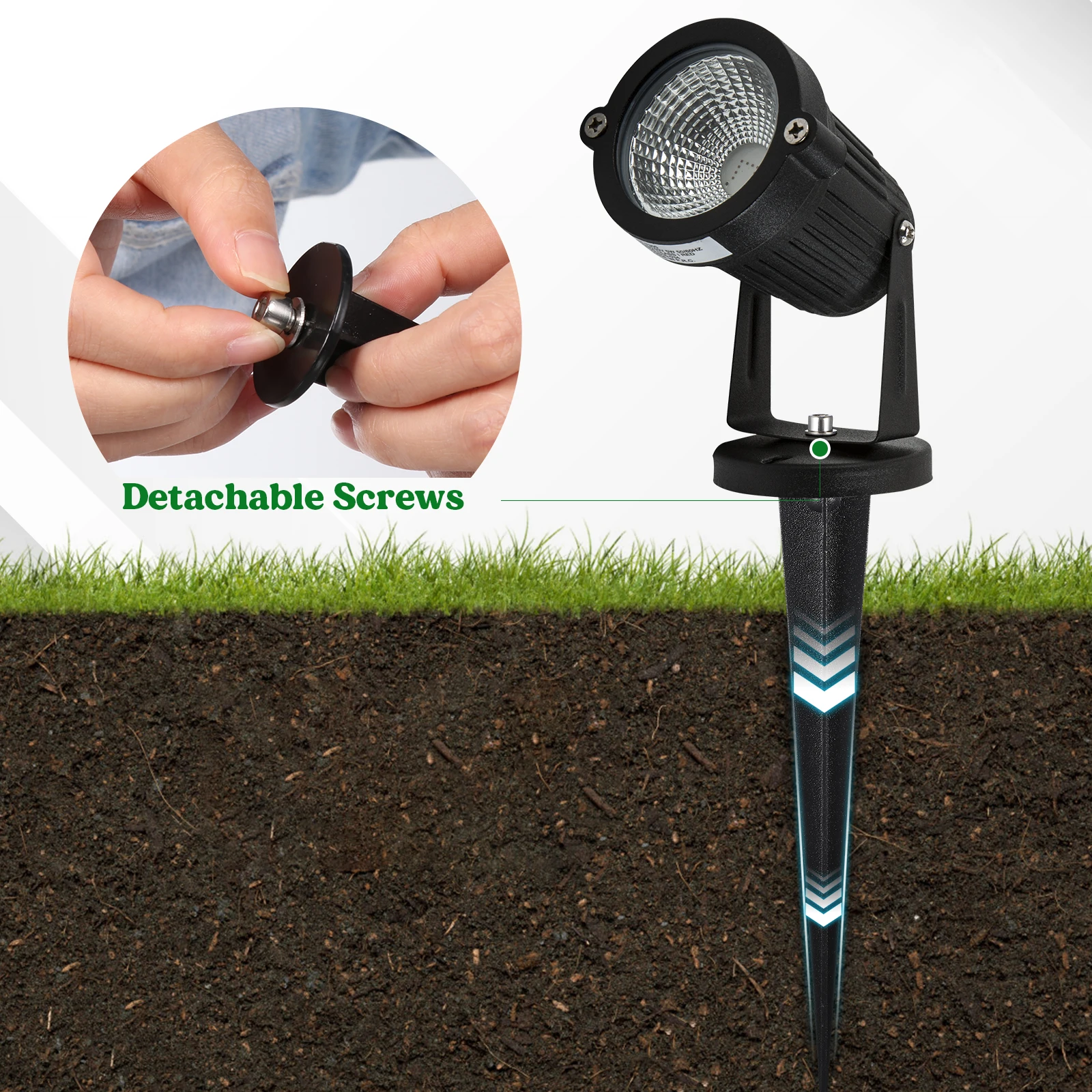 

8pcs Solar Lights Ground Plug Black Garden Stakes Rod Landscape Lighting Outdoor Decorations Aluminum Spikes Durable Waterproof
