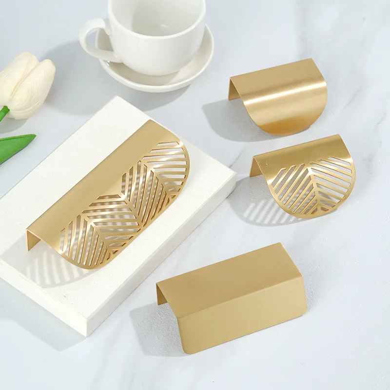 Solid Wardrobe Handle Creative Brass Invisible Medicine Cabinet Handle Hollow Home Decoration Cabinet Handle