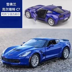 ChevevRader Corvette c7スケールメタルダイキャストレプリカ、ホームオフィスミニチュアアート、車の装飾、子供の男の子のおもちゃ、1:36、x72